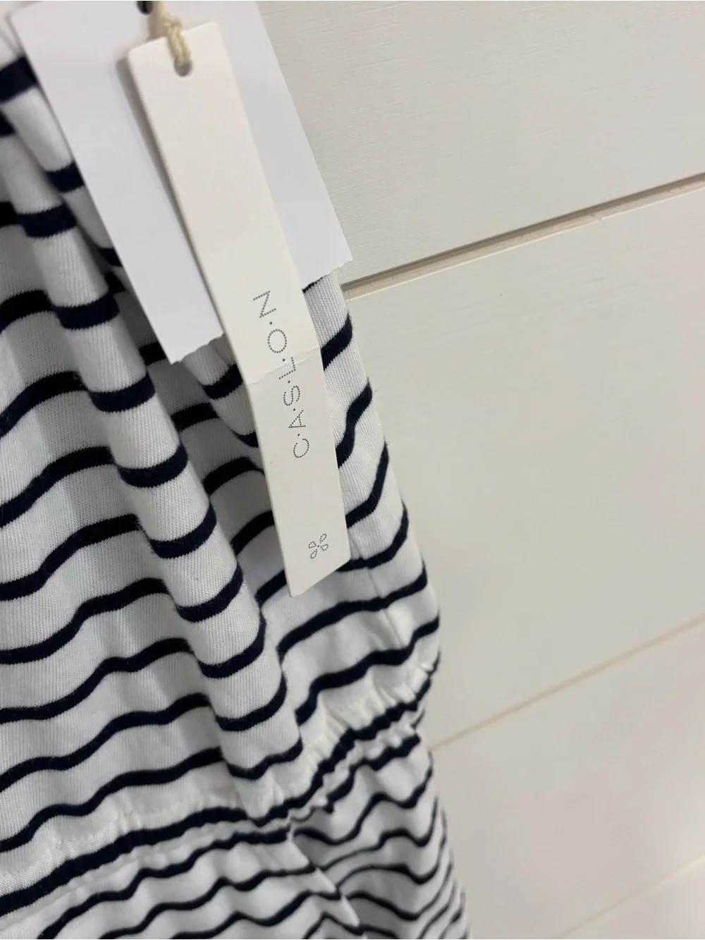 NWT NORDSTROM Caslon White/Navy Northshore Striped Dress Tie-Waist Dress Sz Med
