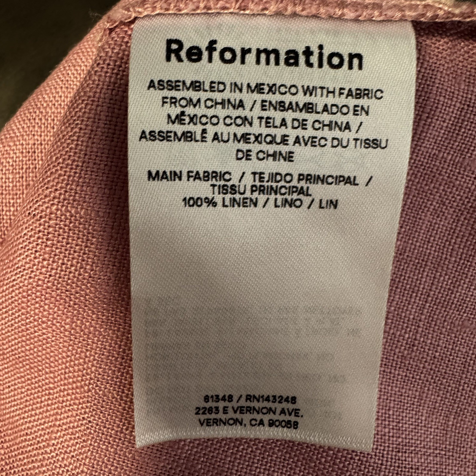 NWT Reformation Aubree 100% Linen Dress ROSE PETALS Pink Mini Dress Size Small