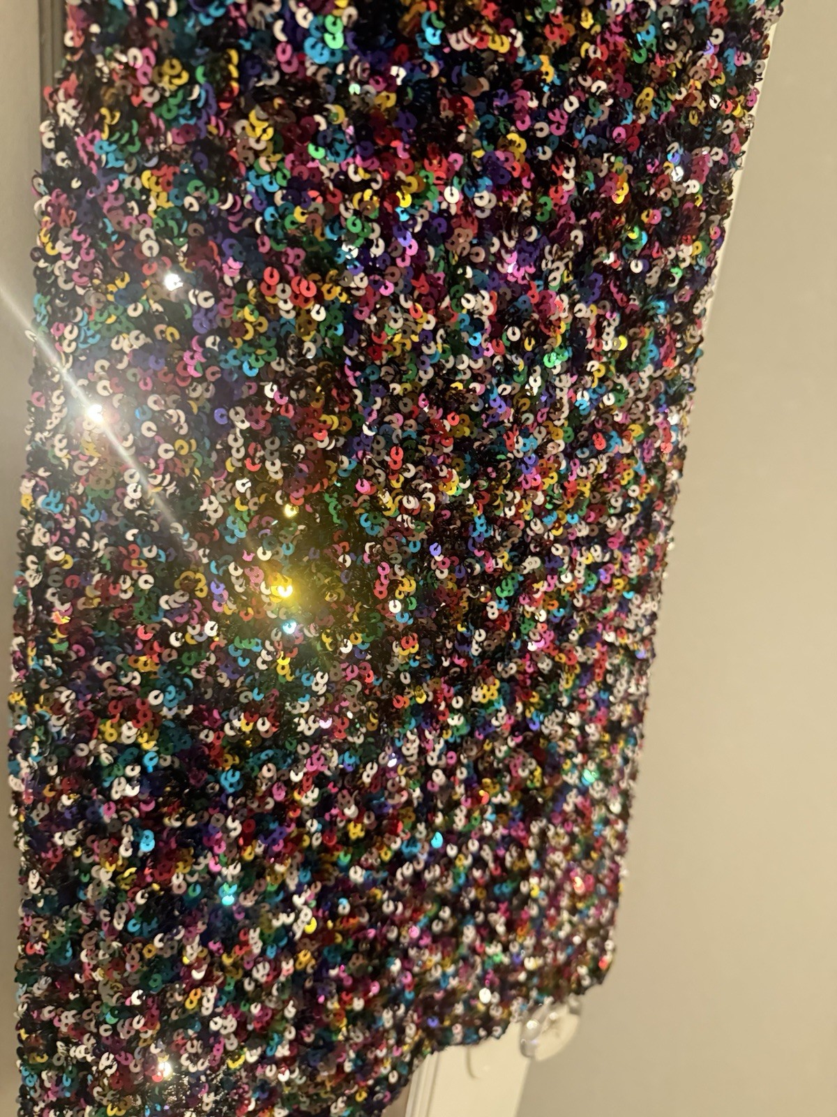 Endless Rose Confetti Rainbow Sequin Spaghetti Strap Mini Party Dress S