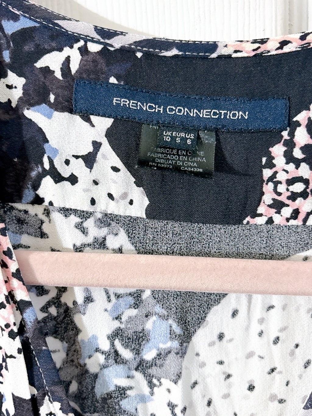 French Connection Asha Draped Abstract Print Faux Wrap Maxi Boho Resort Dress