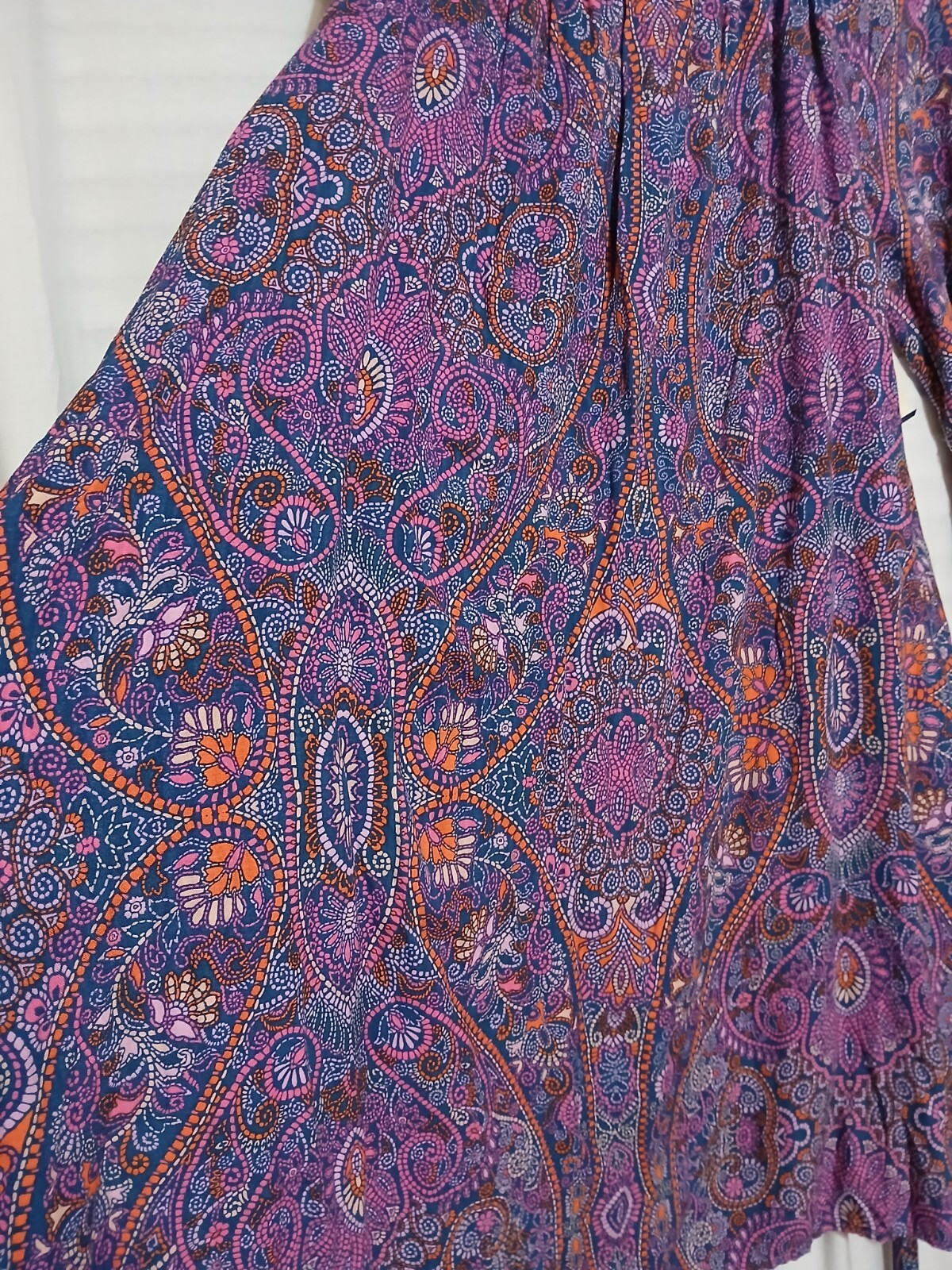 Terra & Sky Shirred Mini Dress Boho Paisley/Blue Comet etc. Sizes 0X, 2X,3X & 4X