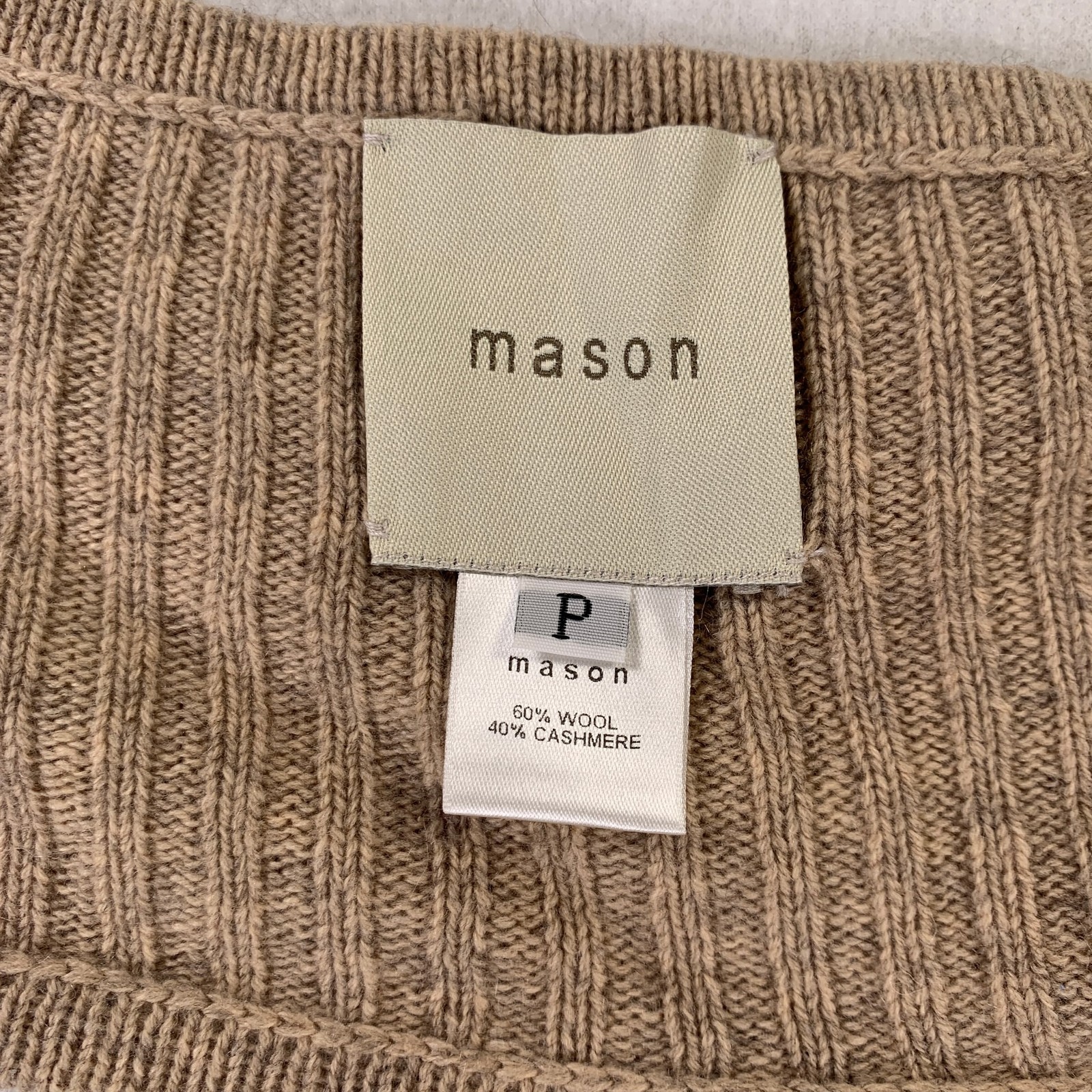 Mason Wool Cashmere Blend Open Front Cardigan Sweater Petite Tan/Camel