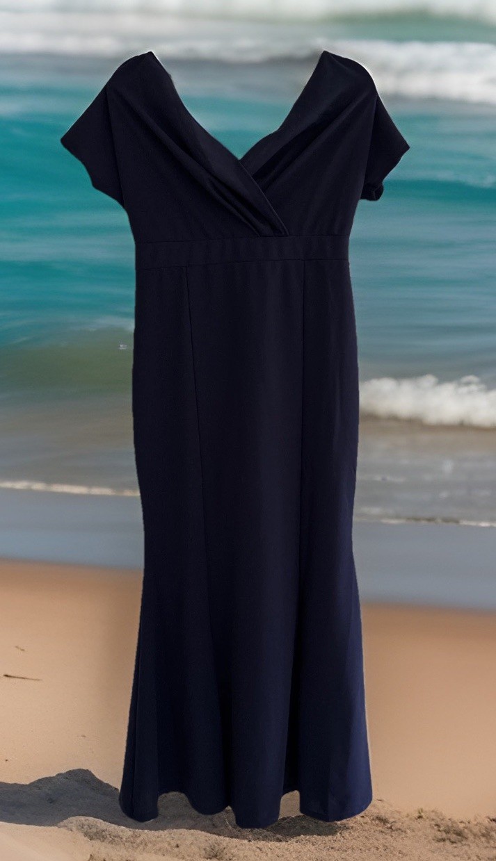 Sexycherry, Navy Blue, Formal Dress Mermaid Solid Evening Gown, Sz M/L Glamorous