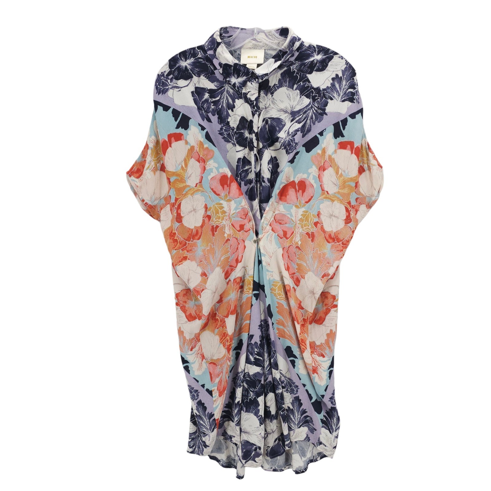 MAEVE Anthropologie Floral Hibiscus Bloom Shirt Dress Kaftan Versatile SMALL