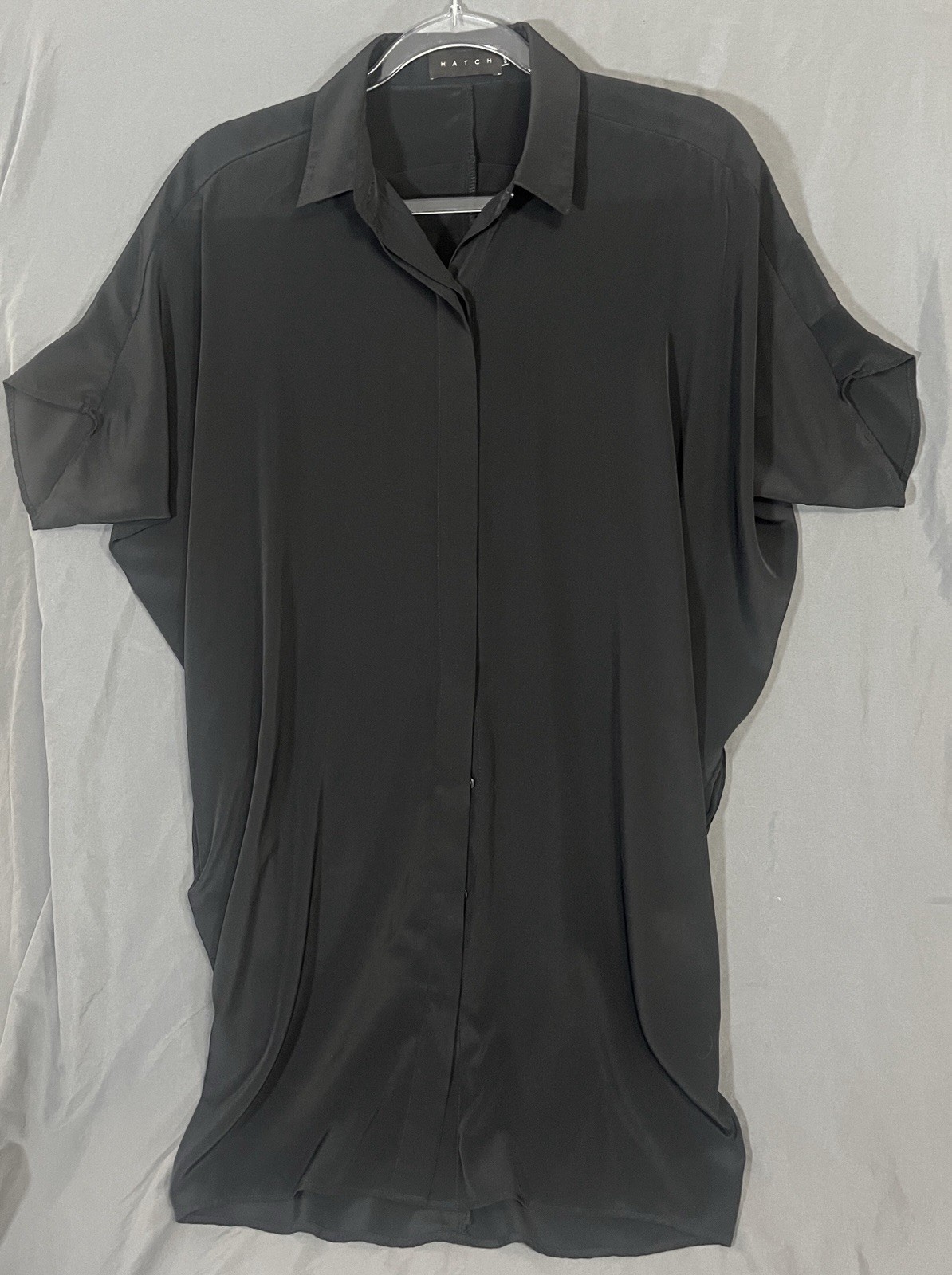 HATCH Black Oversized Button Front Blouse Shirt Dress One Size S/O Maternity