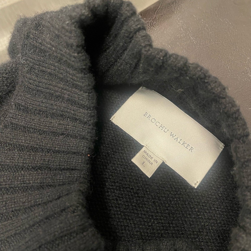 Brochu Walker wool cashmere blend Looker Sweater Dress FIXED HOLE chk pic4 sz L