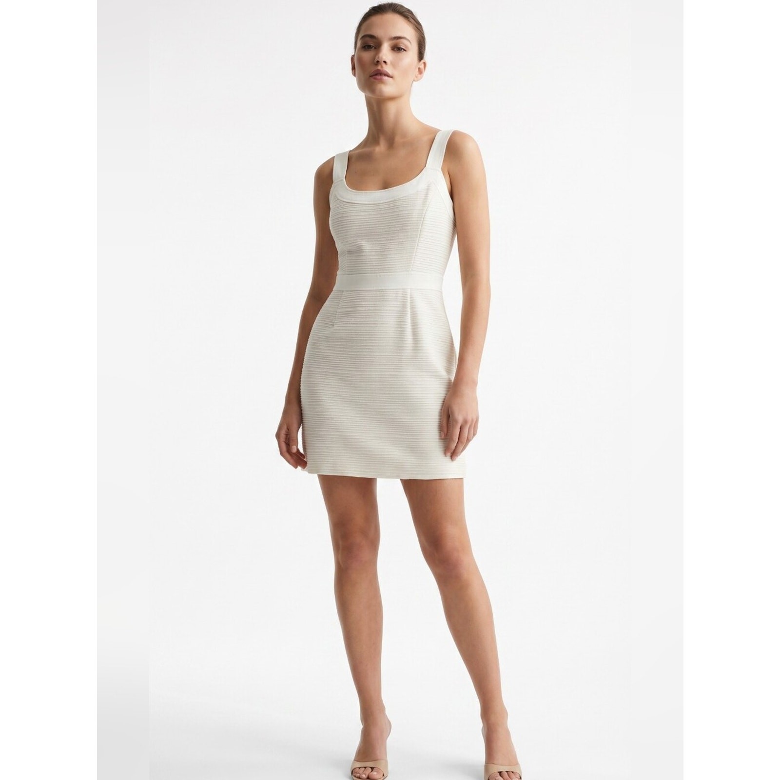 Guess Tweed Like Cream & Silver Scoop Neck Mini Dress – NWT – XL