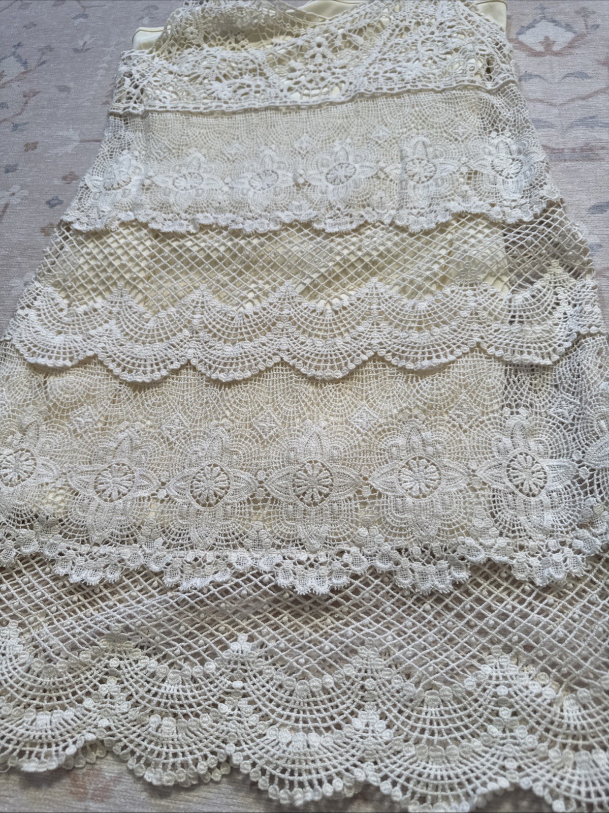 American Eagle Ivory Fine Crochet Slip Dress M Beach Travel Boho Romantic