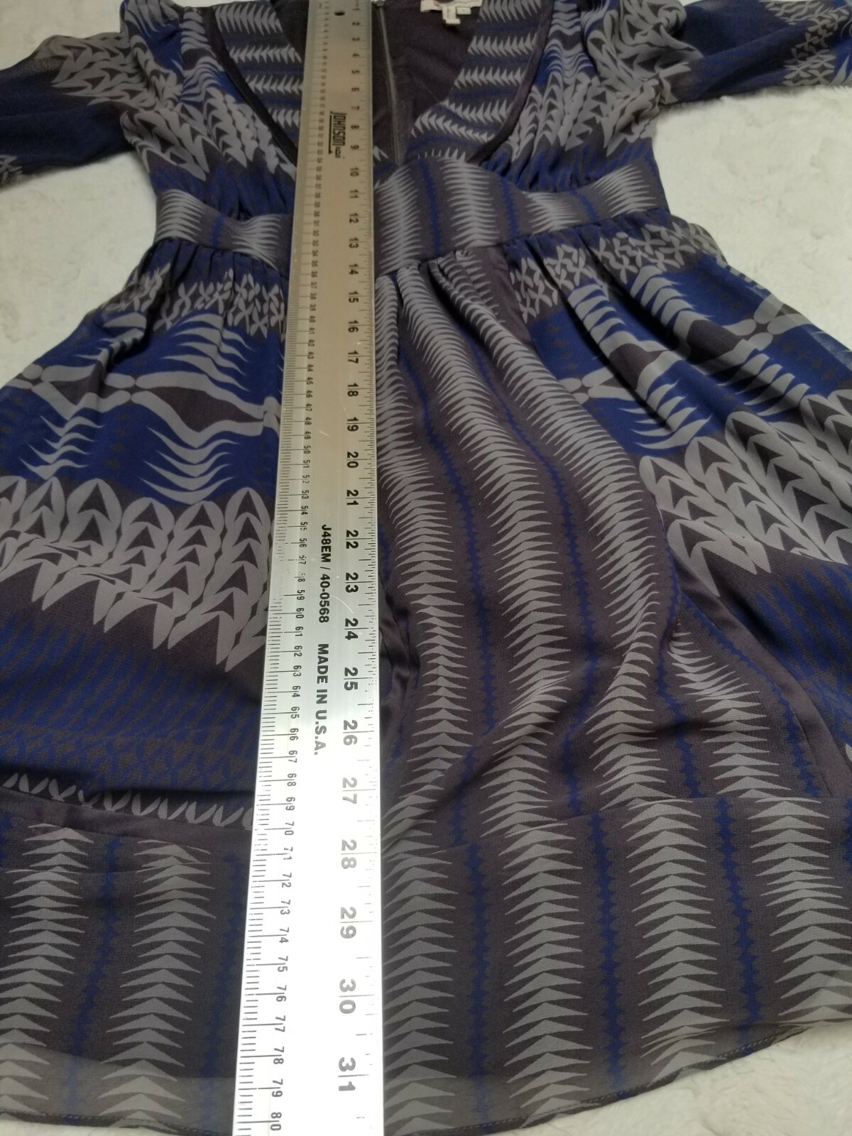 Vintage BCBGENERATION Womens V-neck Empire Waist Dress Size 0 Blue Lined