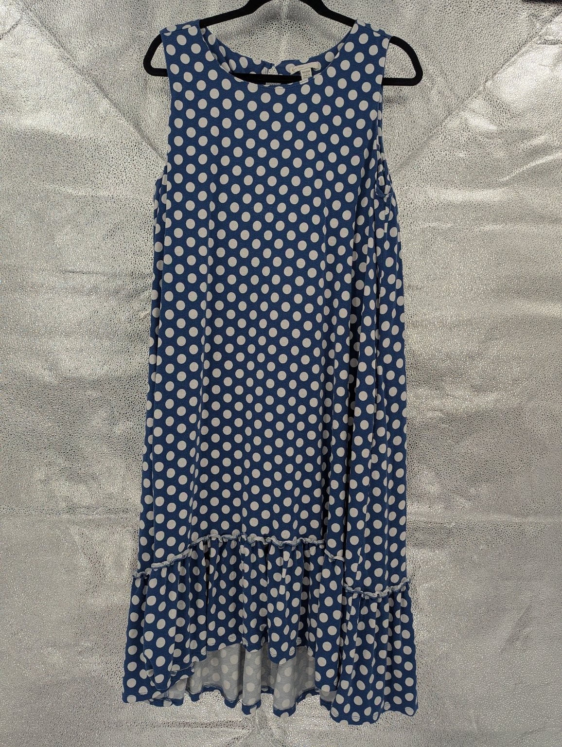 Eddie Bauer Women’s Blue White Polka Dot Dress Size 18/20W Rayon