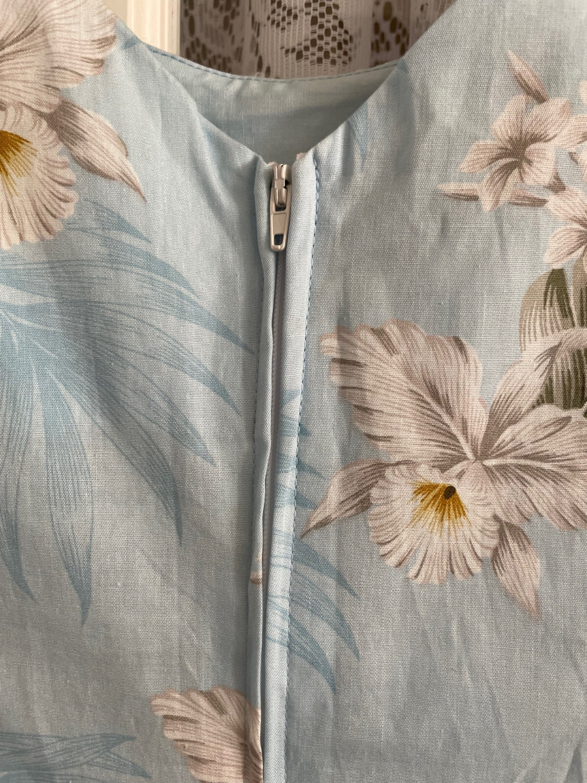 Aloha Republic Authentic Hawaiian Dress Large Sleeveless Blue Floral Cotton USA