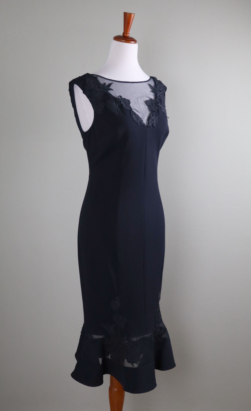 AIDAN MATTOX By Adrianna Papell $295 Mesh Lace Midi Evening Dress Size 6