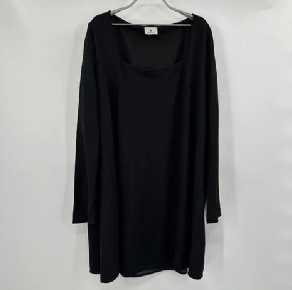 Tuckernuck Black Long Sleeve Middleton Dress sz M Mini Shift A-Line Square Neck