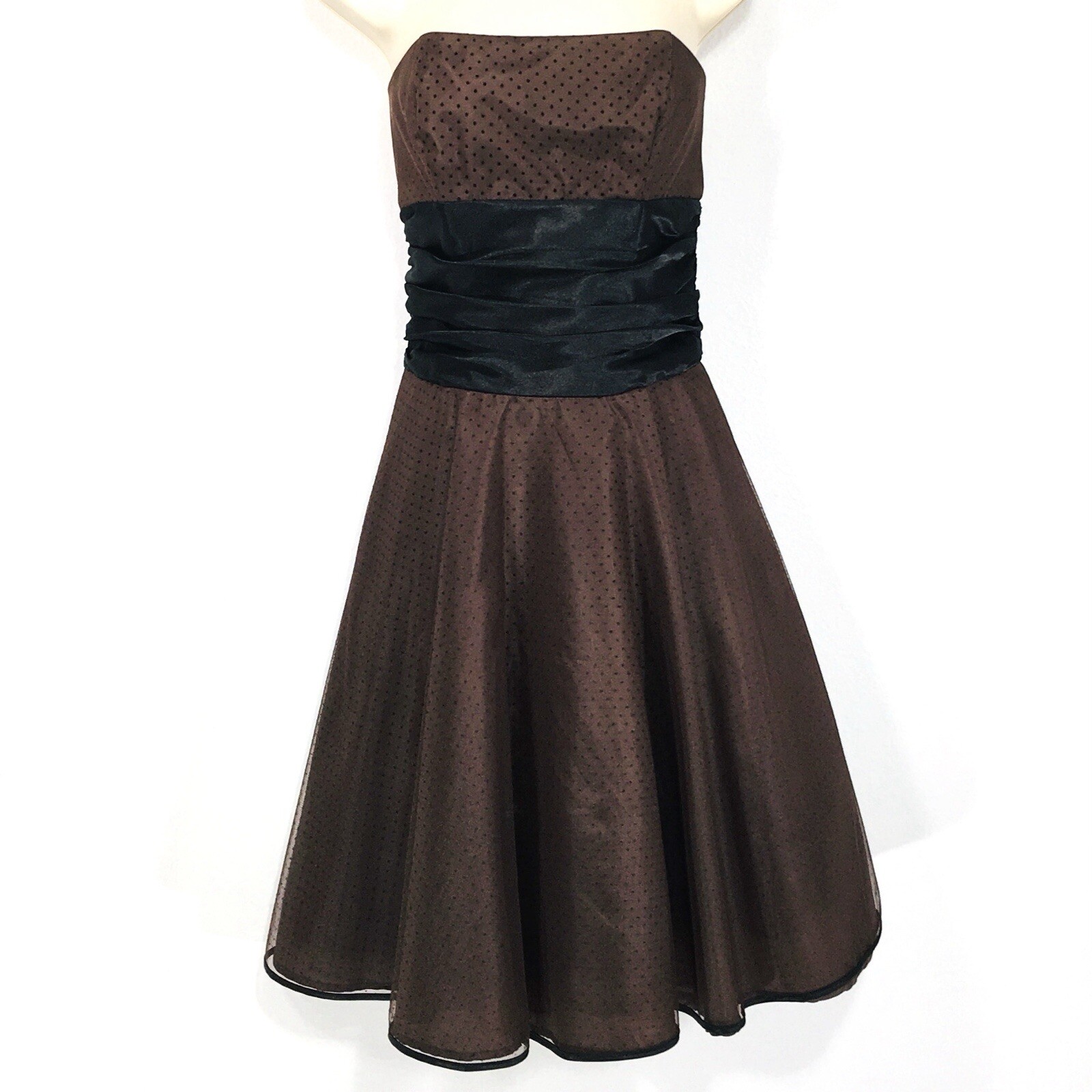 Vtg Masquerade Mocha Taffeta Mini Dress Sz S Sheer+Crinoline Fairy Whimsy Goth