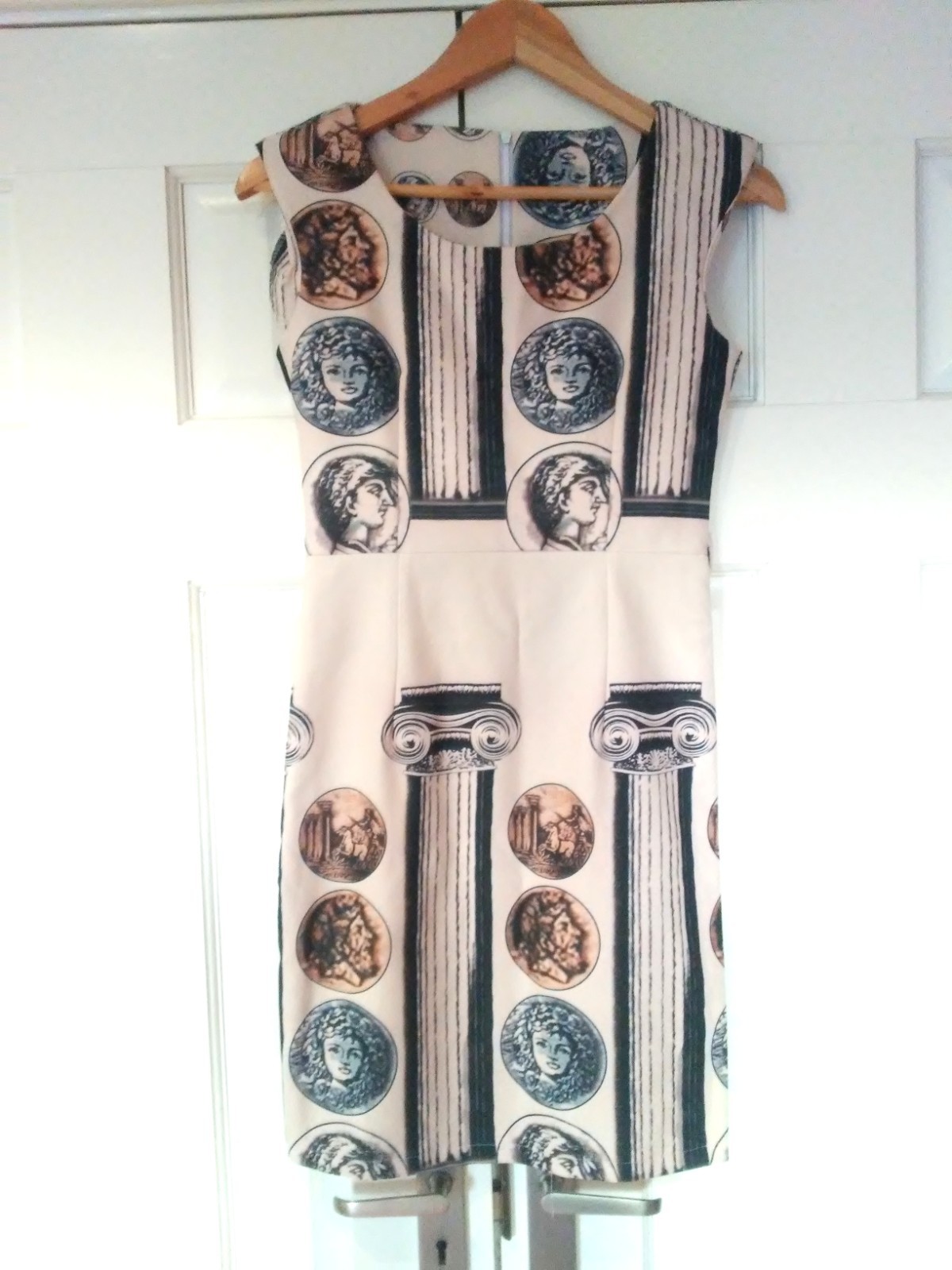 Vintage Bodycon Dress with Greek Characters Pattern
