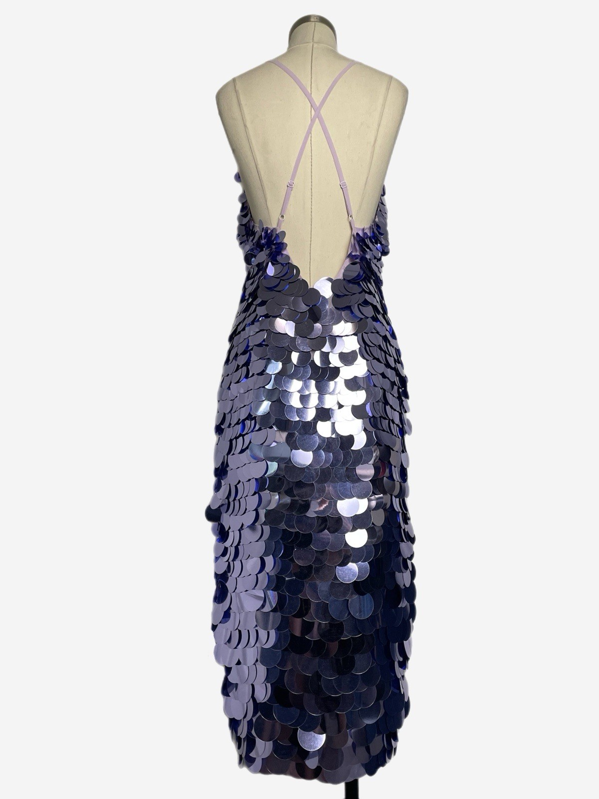 ASOS Design NWT Purple disc sequin v-neck midi dress maximalist bold event S
