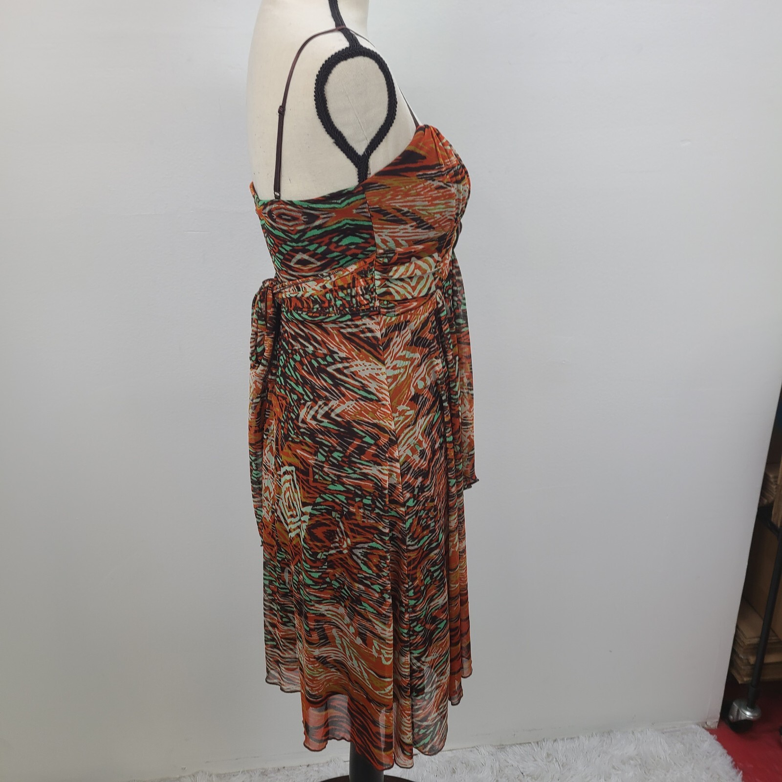 Ruby Rox Dress Women Small Brown Multicolor Adjustable Lined Pullover Padded