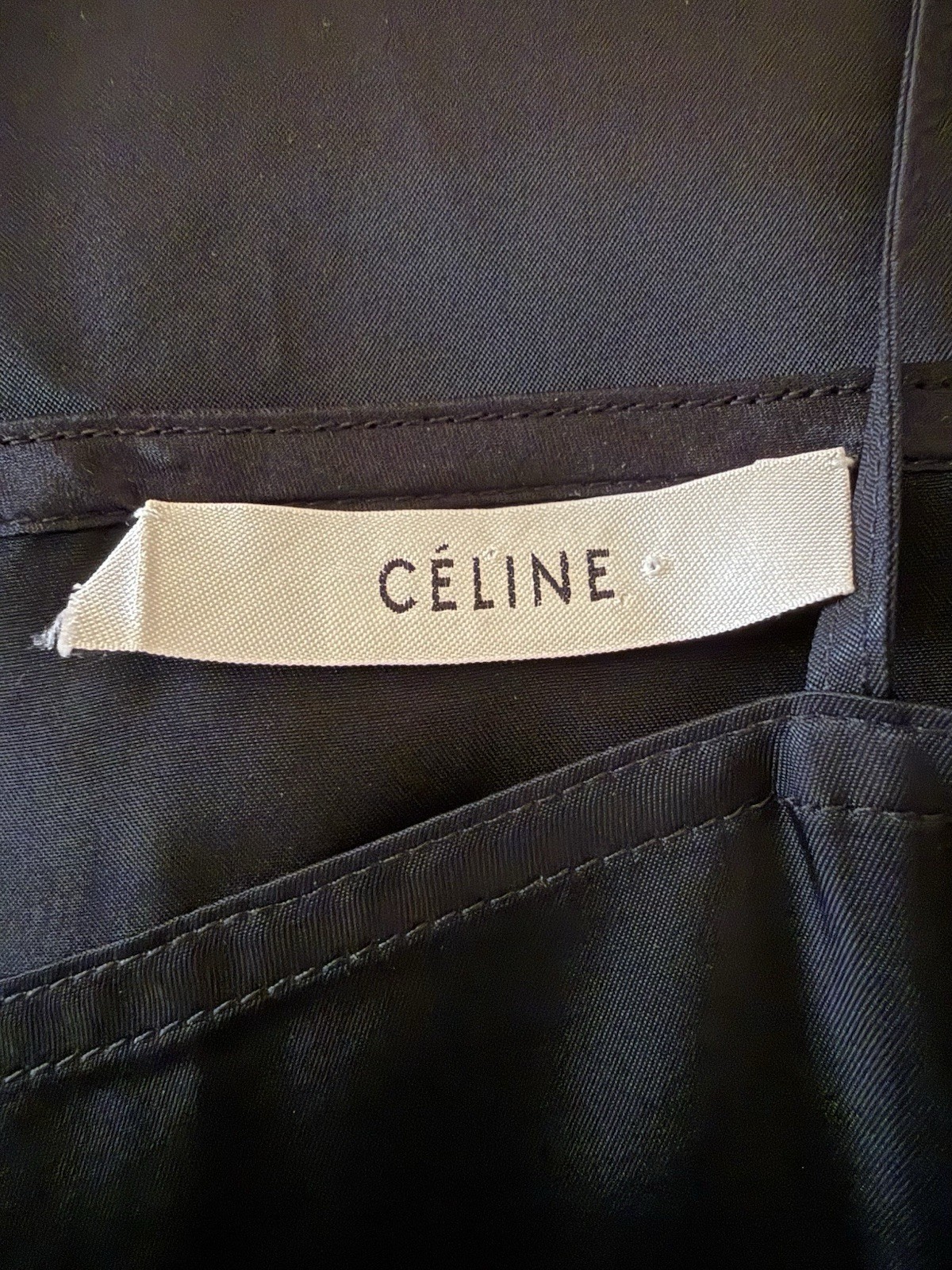 Authentic Celine Phoebe Philo Black Taffeta Satin Slip Dress 34 US 4 6 Y2K 90s