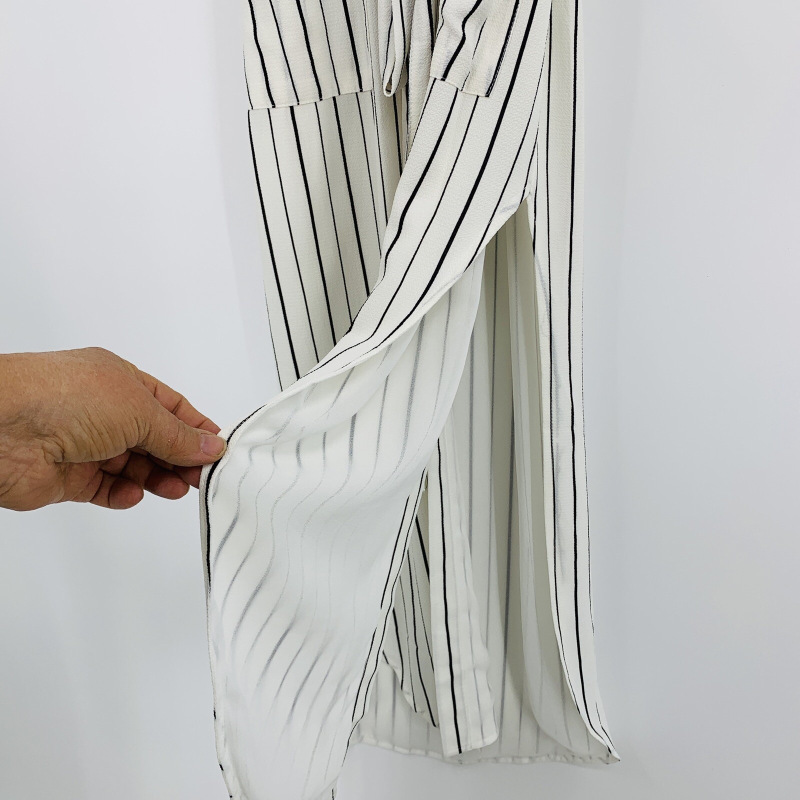Glamorous Dress Small 9268 Shirt Belt Slits White Midi Collar Sleeveless New