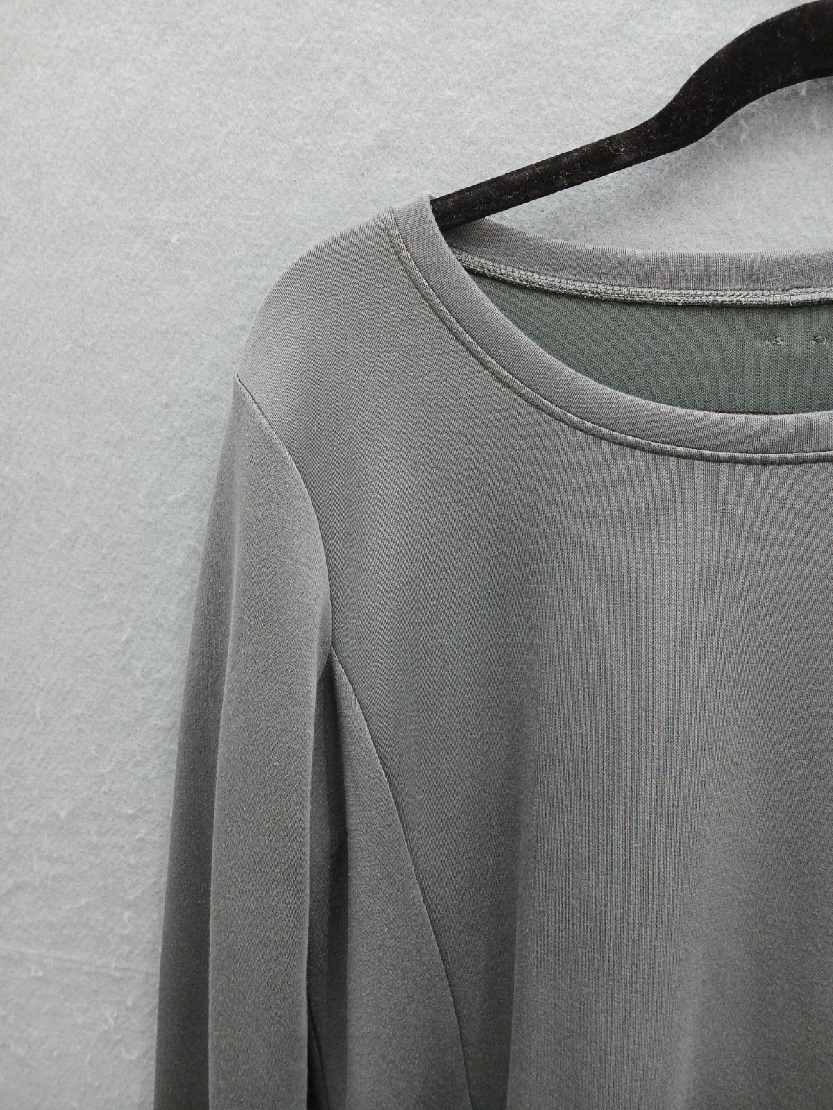 Unknown Women Tunic Gray Cotton Blend Long Sleeve Crew Neck Front Zip Pockets
