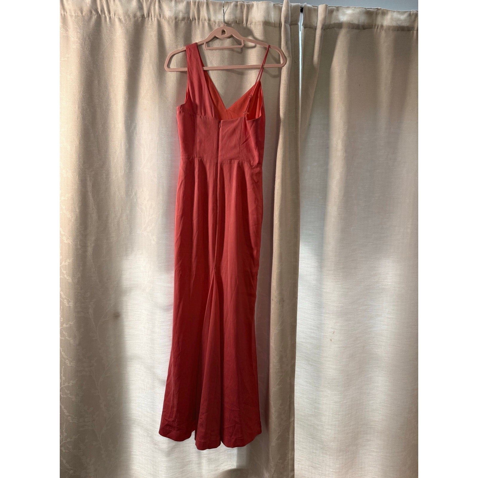 NBD Negroni Asymmetrical Strap Gown Pink Jacquard One Shoulder Maxi Dress S