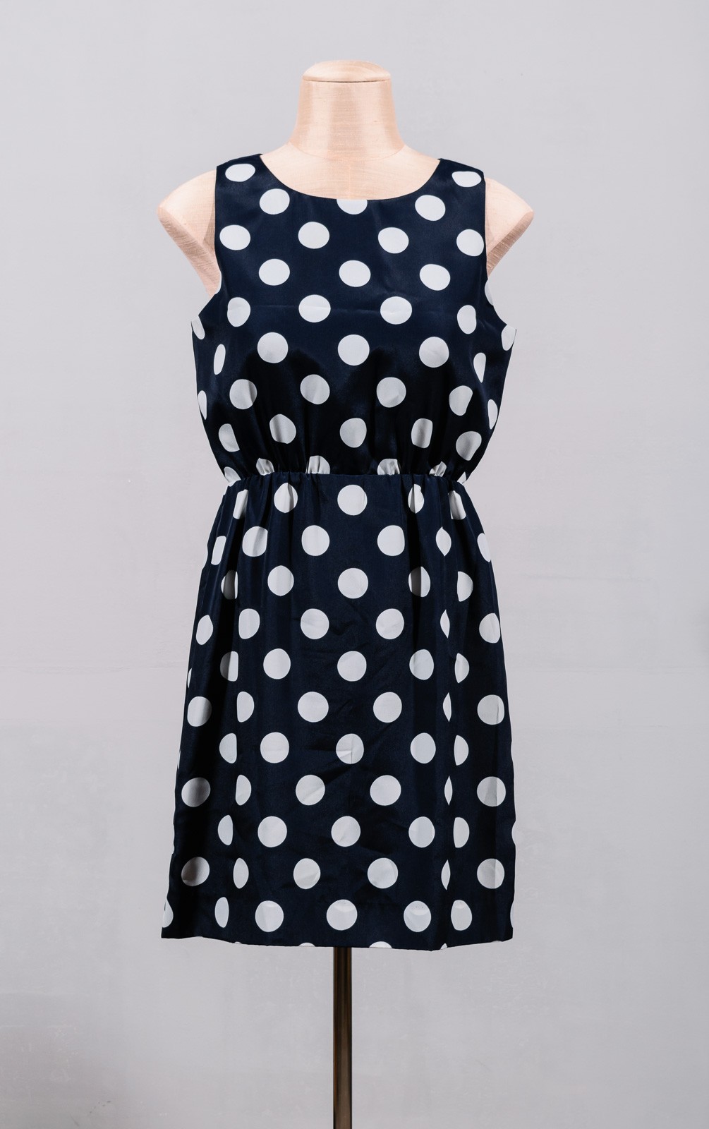 J Crew 43750 Navy White Polka Dots Sleeveless Short Sundress Sheath Dress Sz 4
