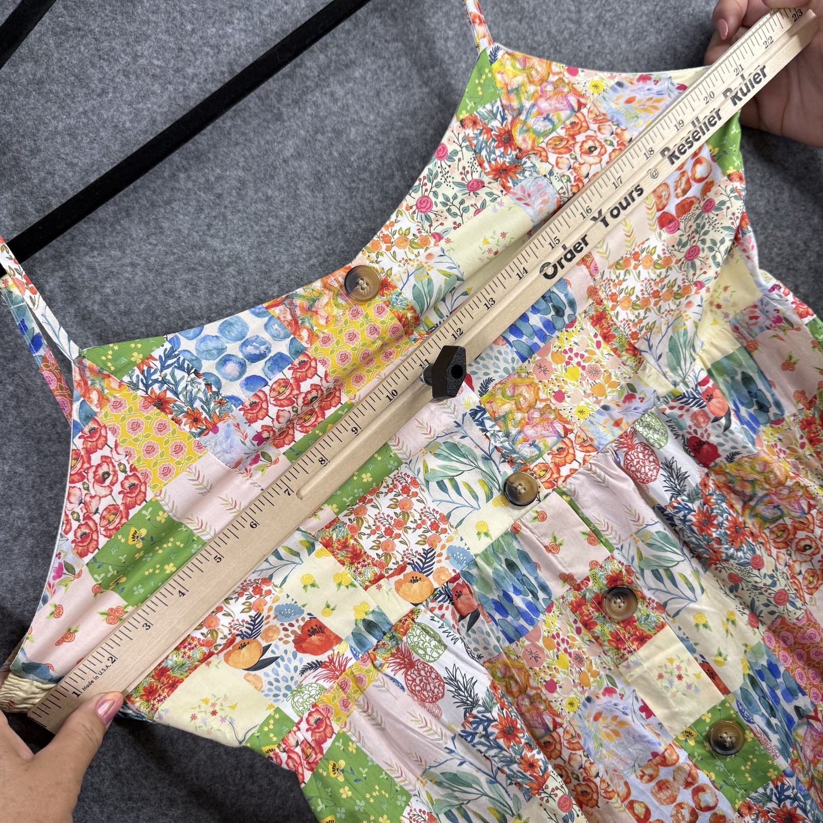 LA SOUL Women’s XL Patchwork Floral Button Front Cami Sundress Midi A-Line