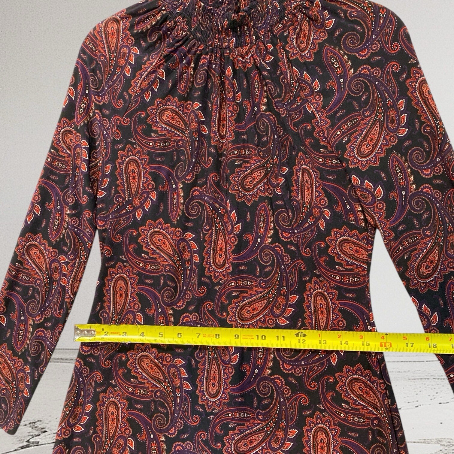 Tommy Hilfiger Paisley Smocked Mock Neck Dress Size 4 Elegant Summer Chic $129
