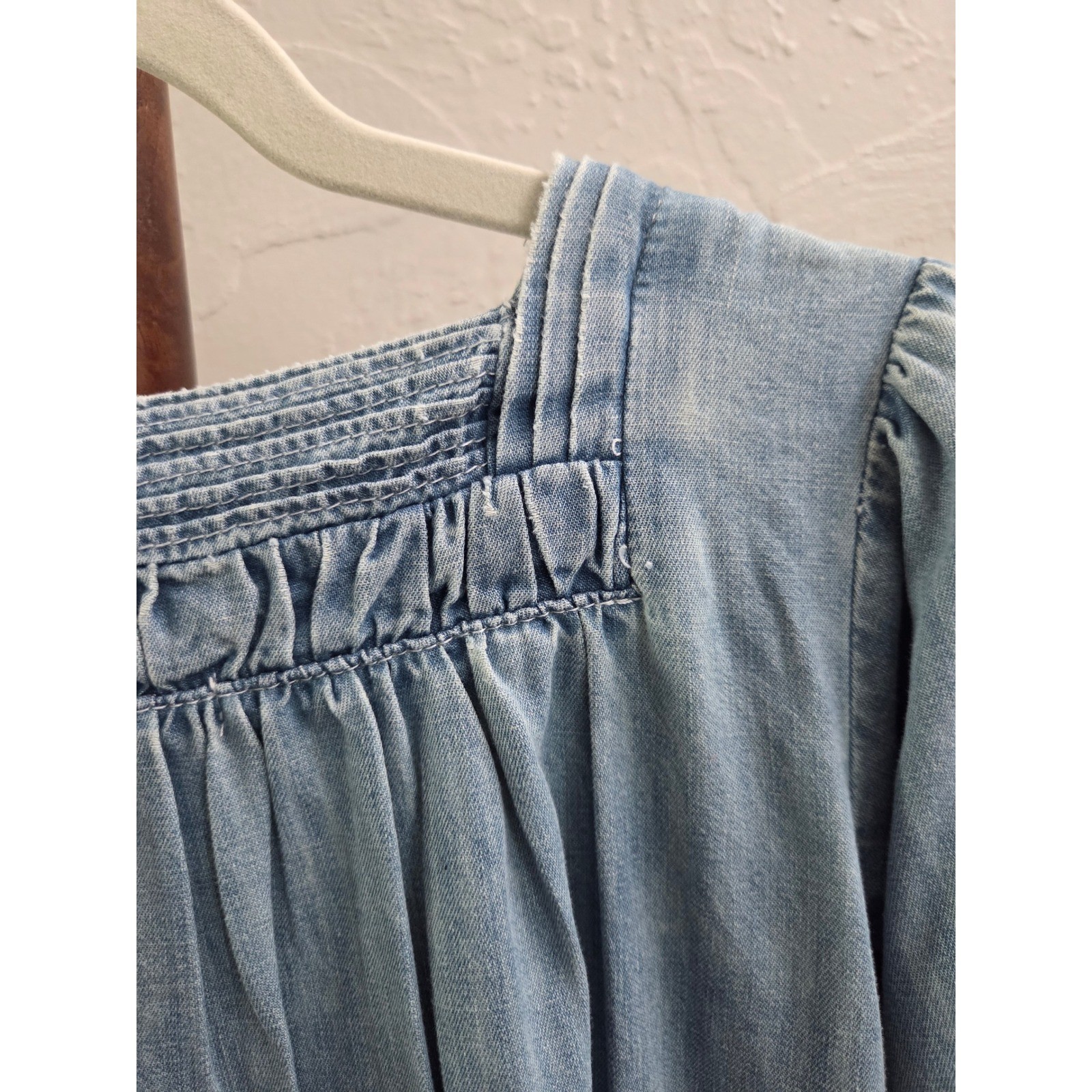 D108. Chambray Smocked Dress