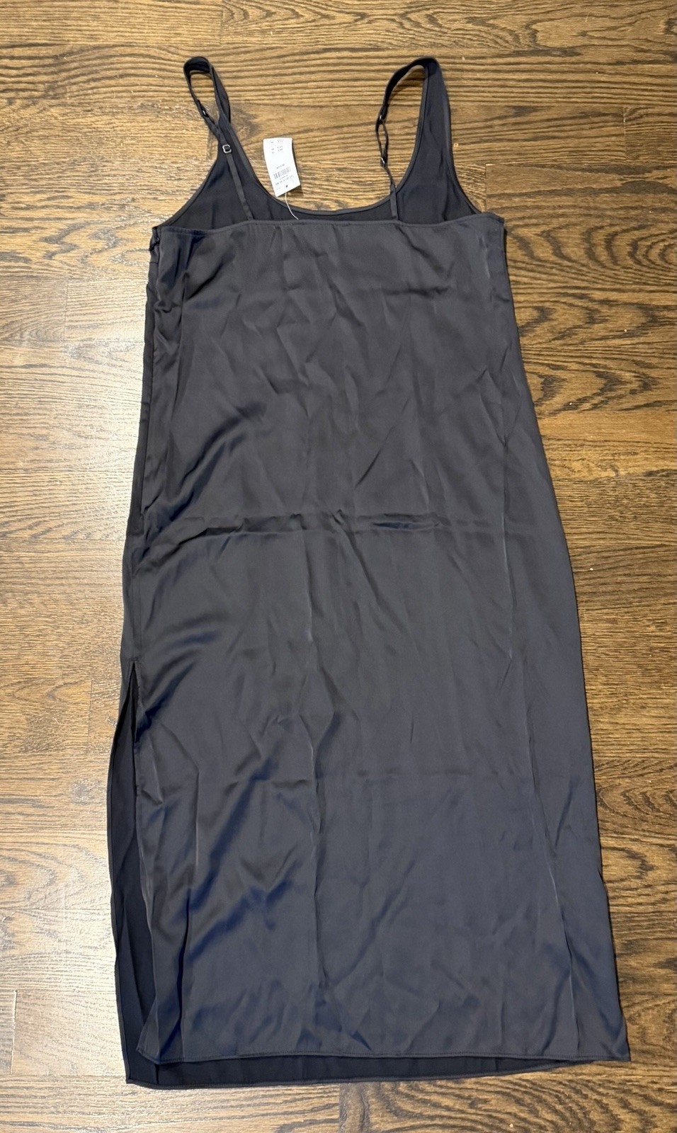 Abercrombie & Fitch Satin Column Midi Slip Dress Sleeveless Slit Black Medium M