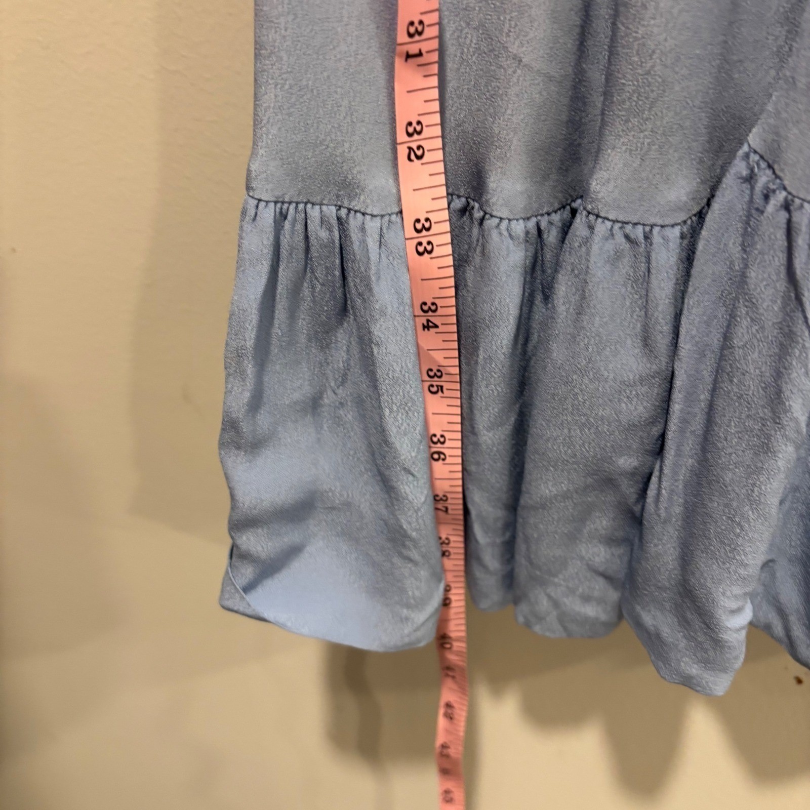 The Kooples euro summer Light Blue Button Front Puff Sleeve Mini Dress 1S