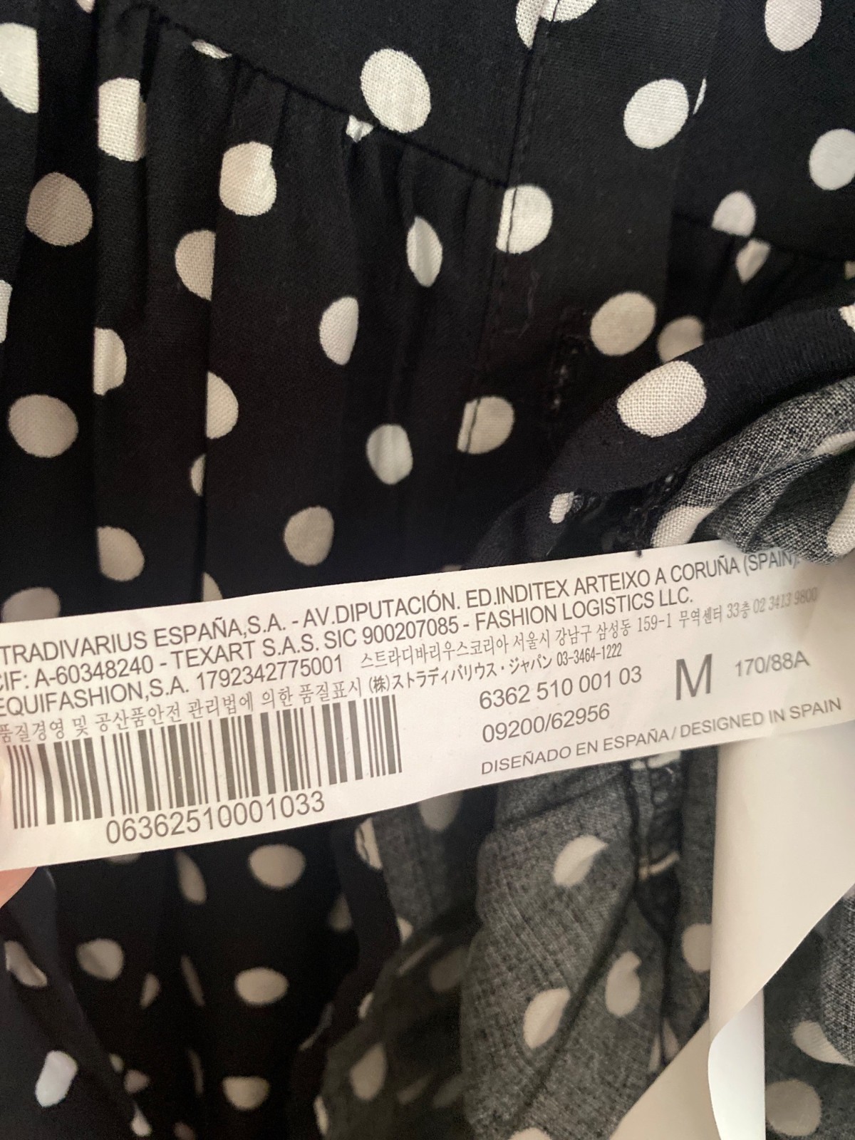 NWT Stradivarius Black & White Polka Dot Long-Sleeve Tiered Mini Dress Size M