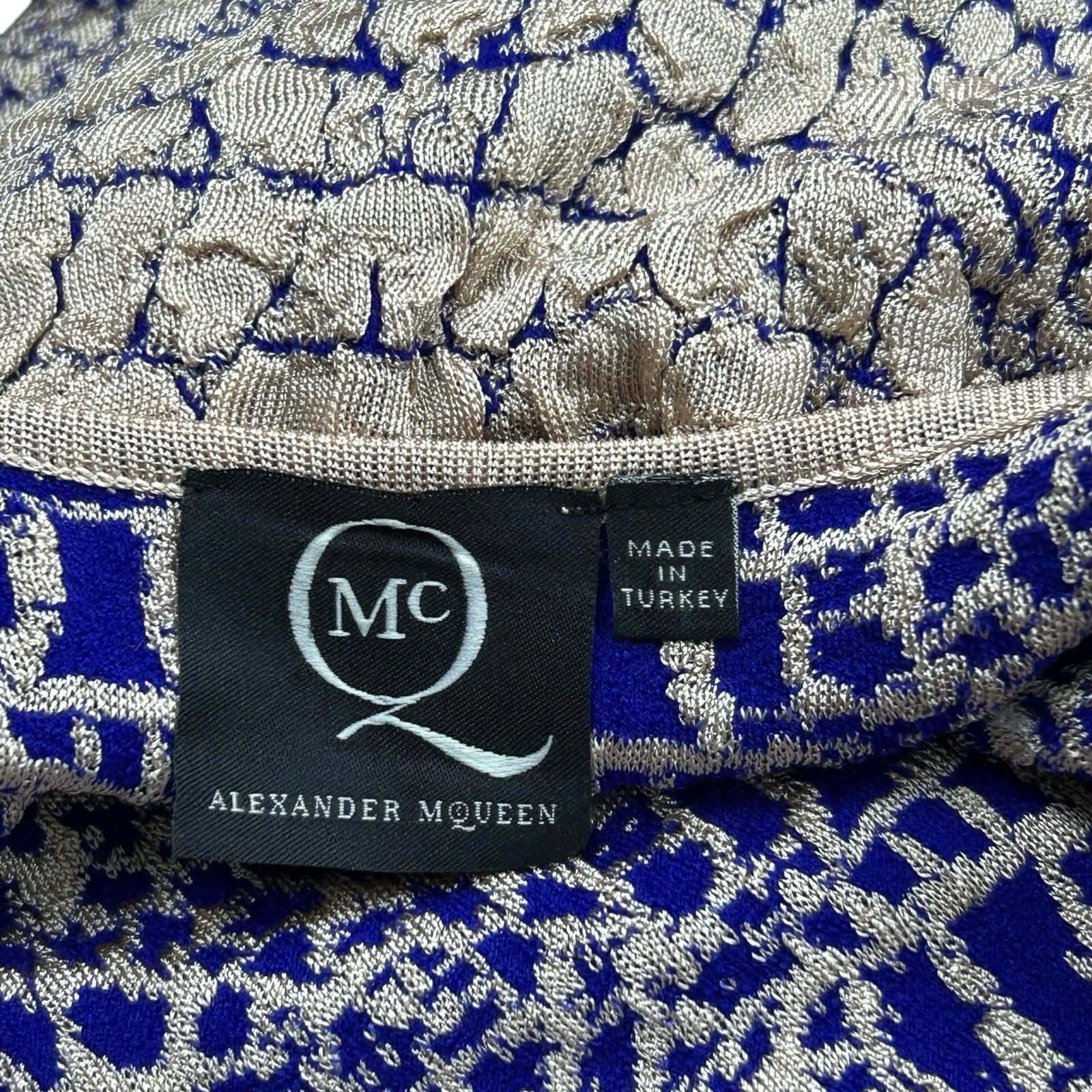 McQ Alexander McQueen Crocodile Patterned Jacquard Fit and Flare Dress – LARGE