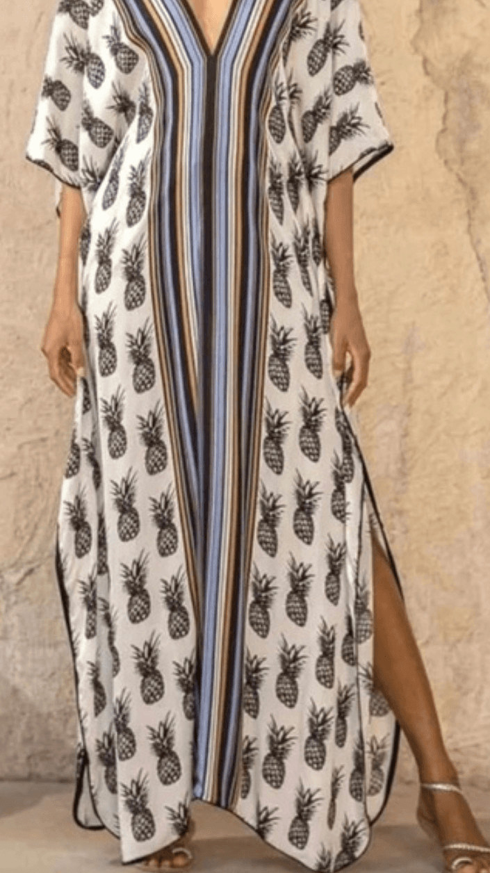 NWOT Scarlett Poppies Pineapple kaftan dress, One size $560 A30