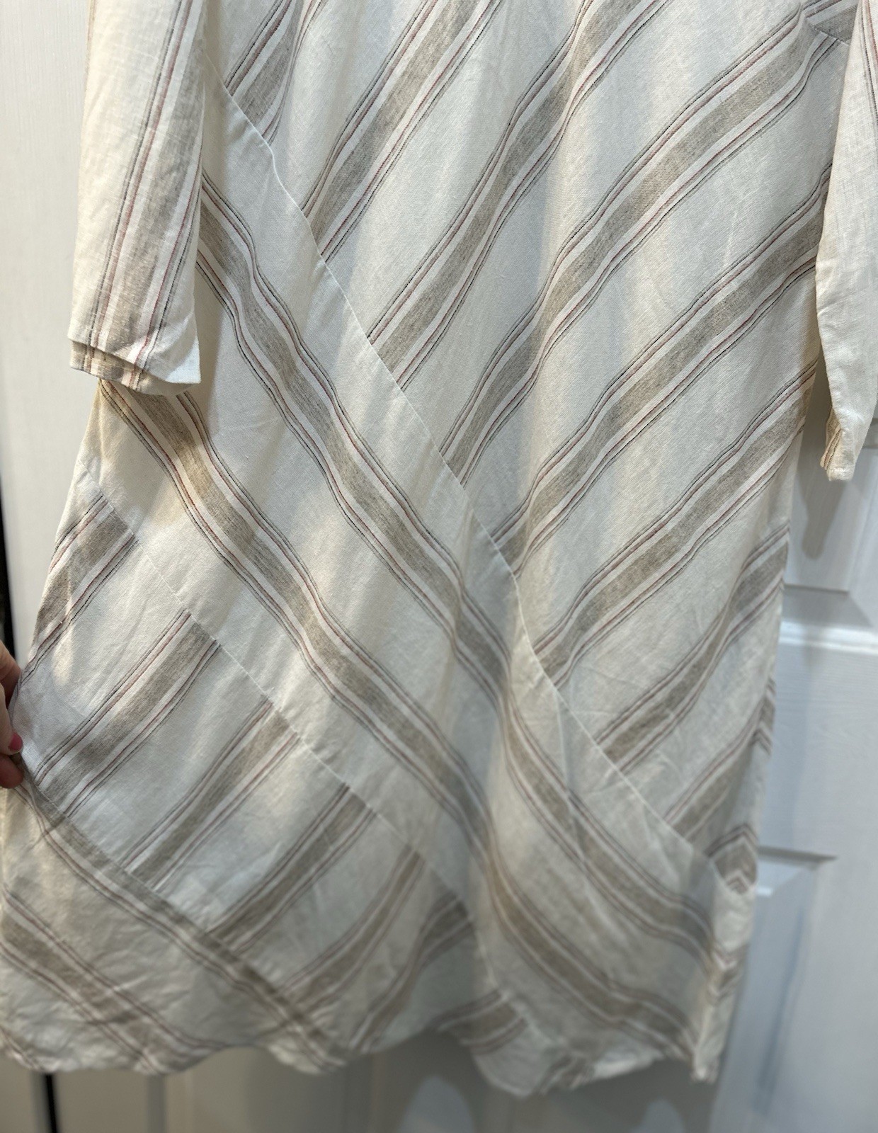 NWT Soft Surroundings Equinox Striped Linen Infused Dress XL Lagenlook Boho