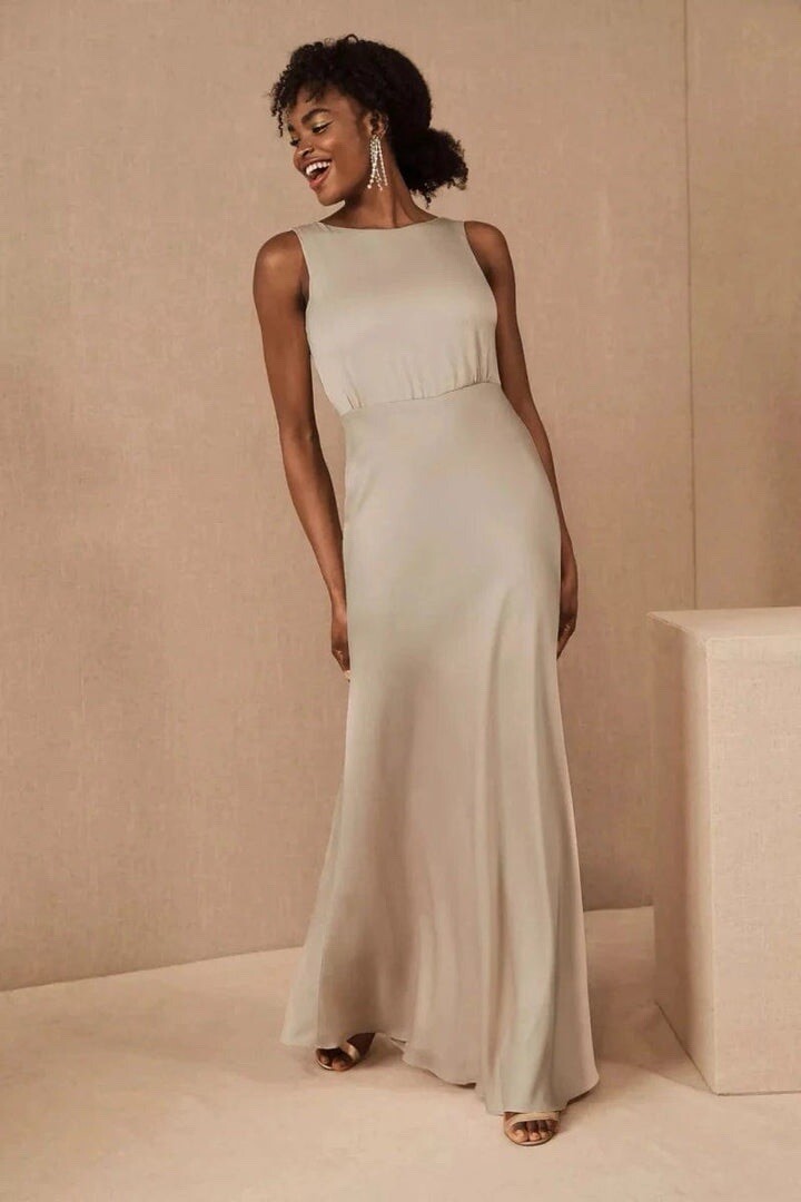 BHLDN Sachin & Babi Beckett Satin BridesmaidMaxi Dress in Oyster, Size 26W