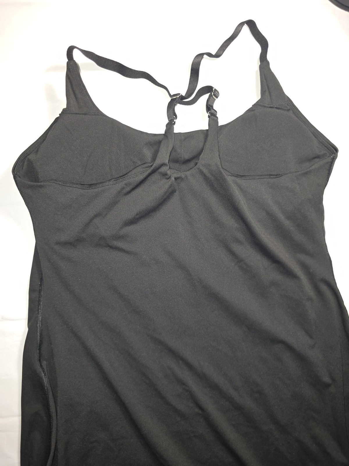Ewedoos Women’s Black Spaghetti Strap Slip built in shorts&bra Dress size Large