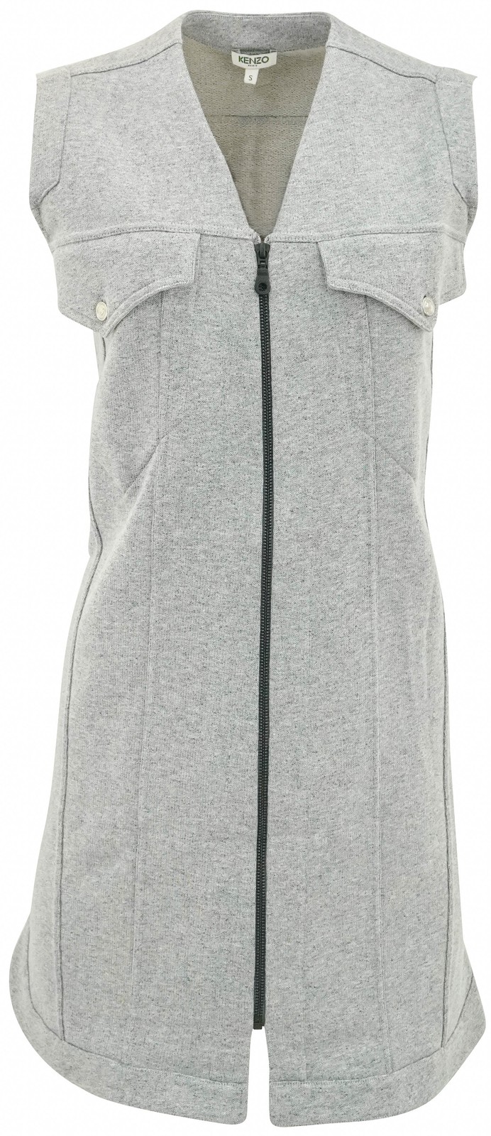 Kenzo Sleeveless Zip Front Mini Dress in Heather Grey