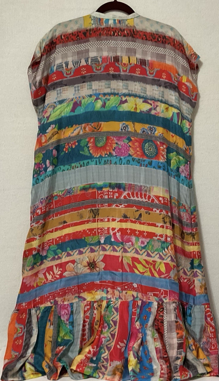 JOHNNY WAS Friendship Imogene Dress Silk Shortened Maxi Tiered Floral Size L