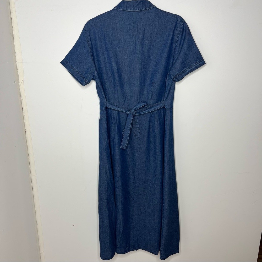 Vintage 90s Denim Midi Dress Travelsmith Size 12 Medium Made in USA