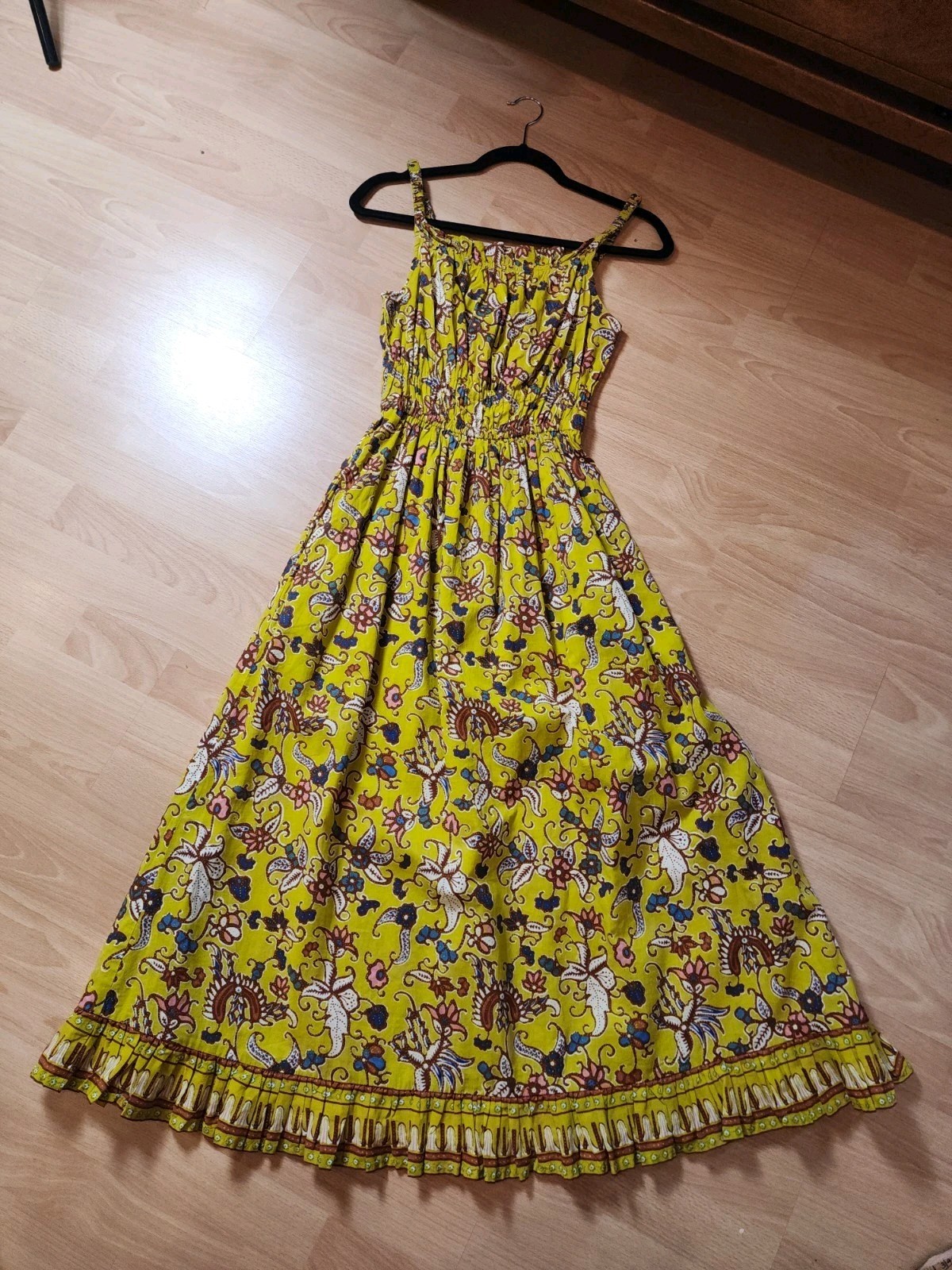 Cleobella Organic Cotton Winona Sleeveless Midi Dress Green Yellow Floral Small