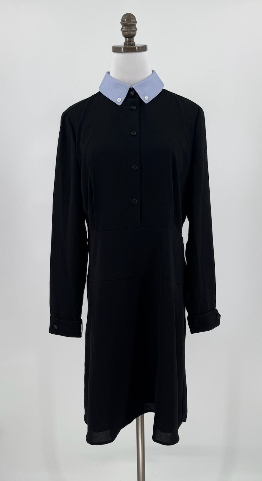 Coach 1941 Black Crepe Shirt Dress Detachable Blue Shirt Dress Sz 12