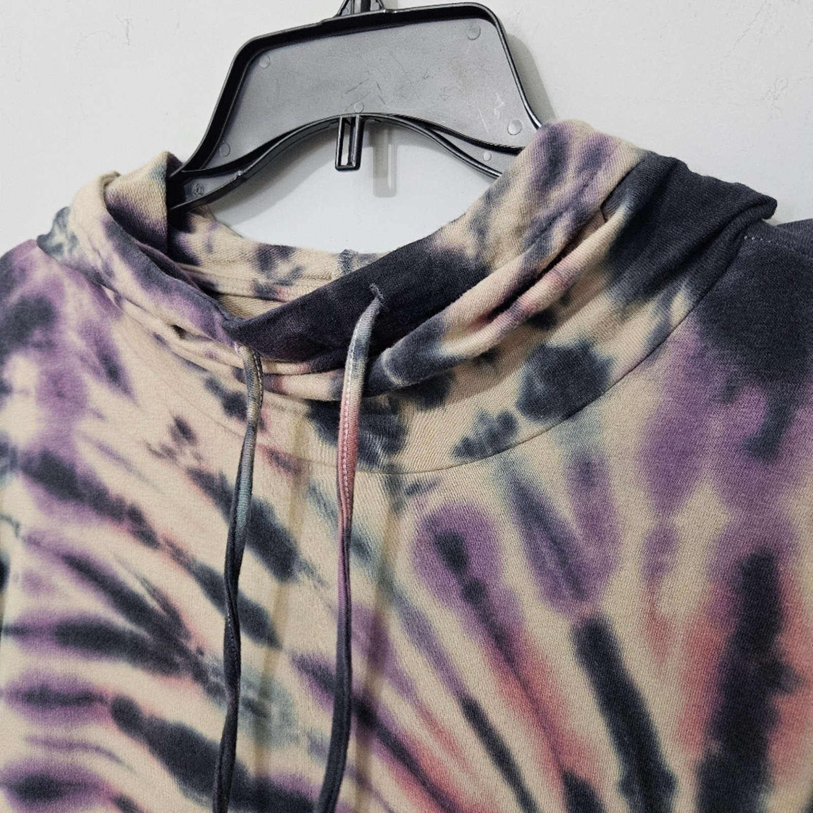 Torrid Tie Dye Hooded Knit Dress Rayon Stretch Purple Beige Boho Cozy Pocket 1x