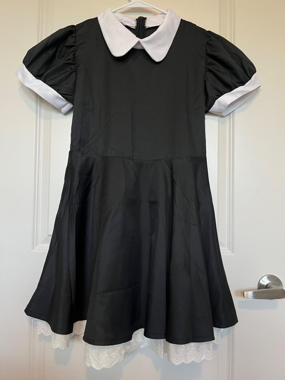 Black & White Gothic Lolita Dress Size Small Peter Pan Collar & Puff Sleeves
