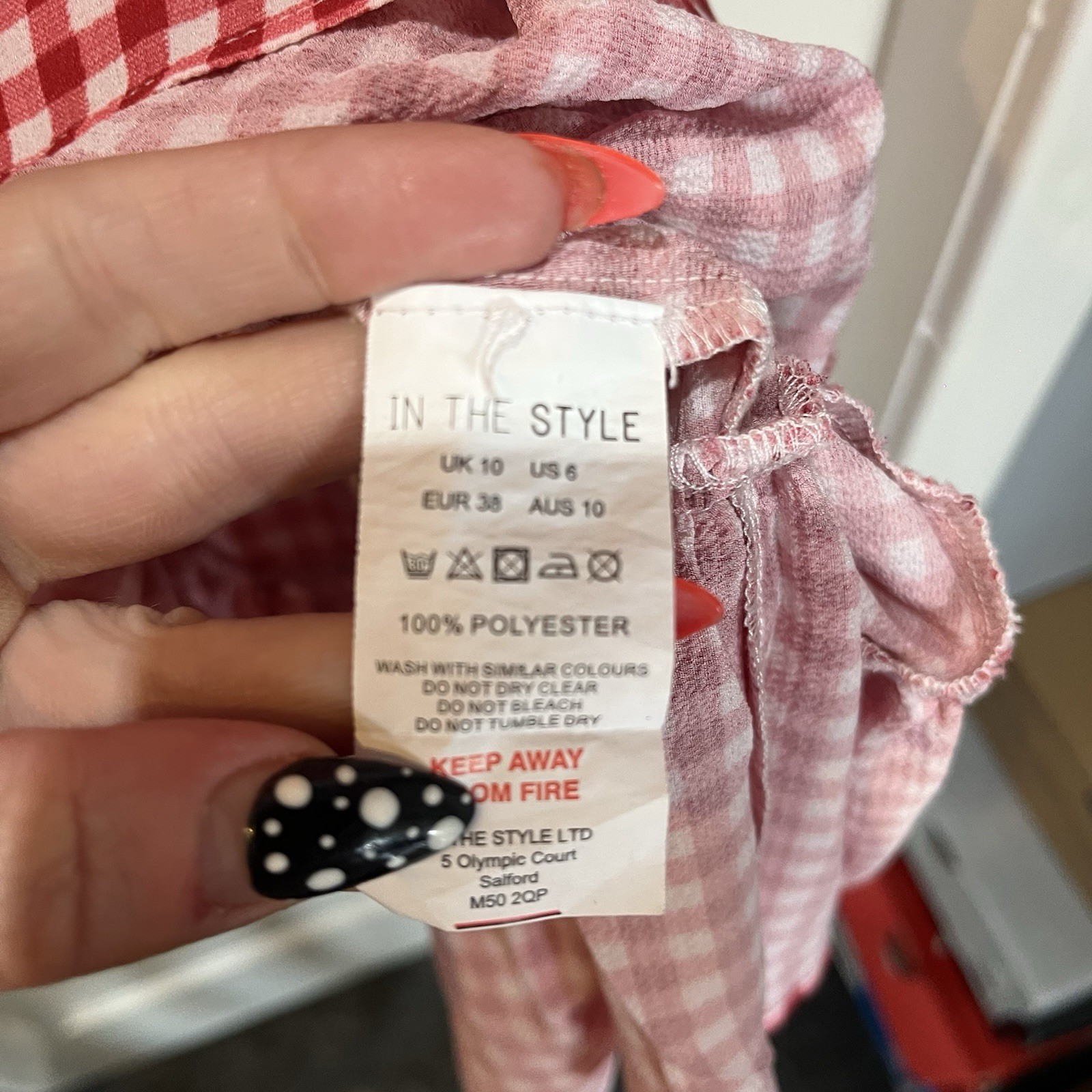In The Style Size 10 UK Jac Jossa Red White CheckGingham Front Tie Tiered Dress