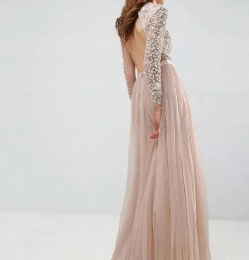 Needle & Thread Butterfly Gown Backless Tulle Embellished Dress Size 6 Pink