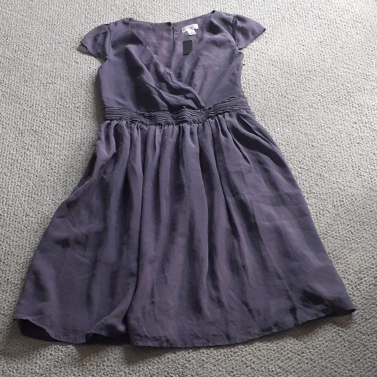Tevolio Purple Chiffon Wrap dress Cap Sleeve Size 4 Side Zipper with Pockets