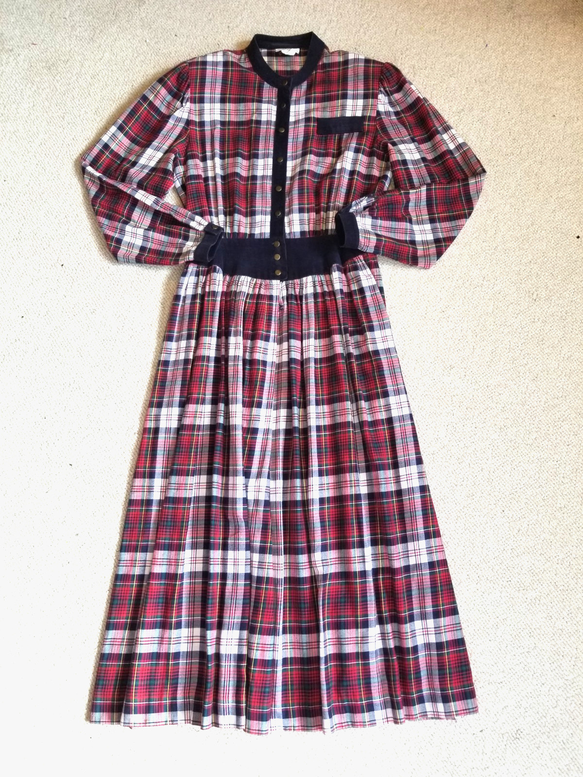 VINTAGE Y2K Womens Dress-LANZ ORIGINALS-red/nvy/green plaid Holiday Trad Wife-10