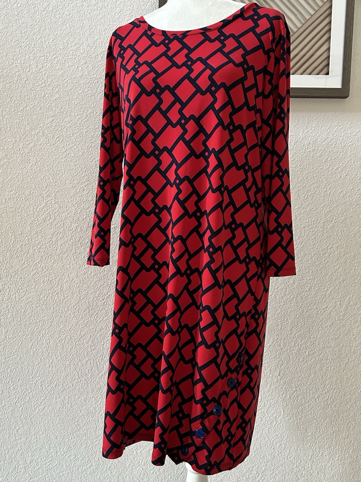 Michael Kors Dress XL Classic Pattern Flattering Stretch Fit Knee Length EUC
