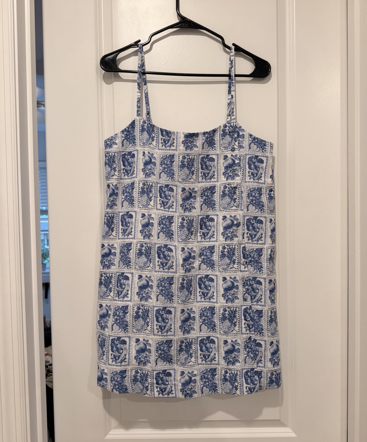 Abercrombie & Fitch Women’s M Blue White Stamp Linen Skort Dress SOLD OUT NWT